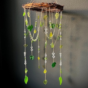 Cottage Core Leaf Sun Catcher Round