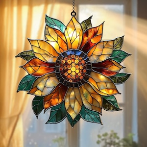 Sunflower ACRYLIC SUNCATCHER Flower Window Hanging Gift For Garden Decor Floral Gift For Mom Plant Lover Plant Decor Housewarming Gift